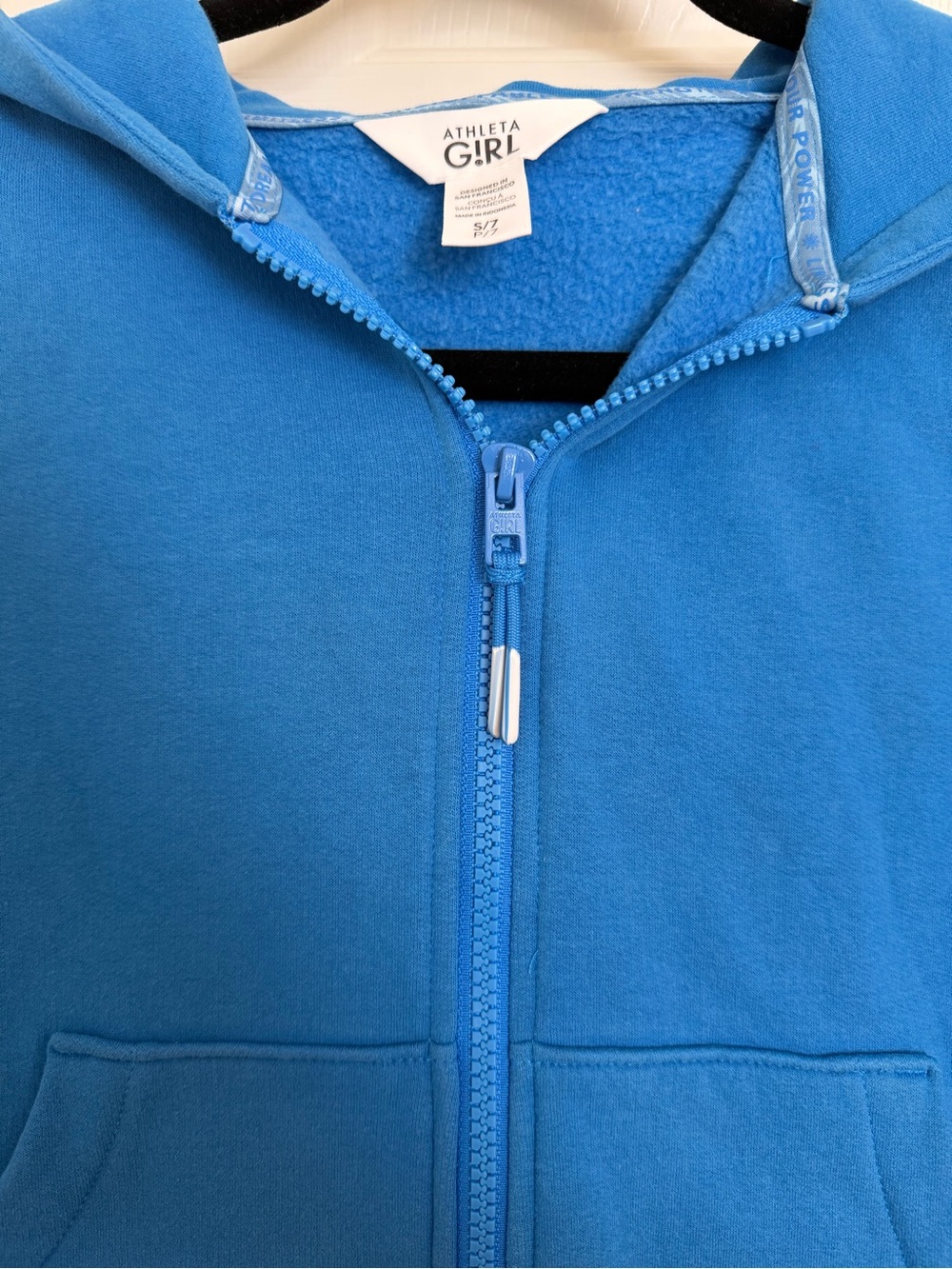 Athleta Girl Bright Blue Full-Zip Hooded Fleece Jacket